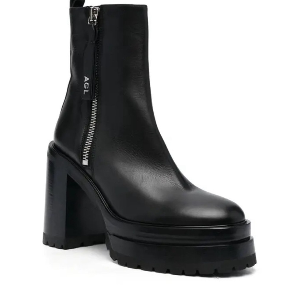 AGL Black Chunky Ankle Boots with Platform - Picture 2 of 11